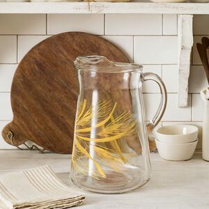 Libbey Golden Wheat Grass Pitcher 72oz  With Ice Lip 9” Tall Vintage 70s MCM